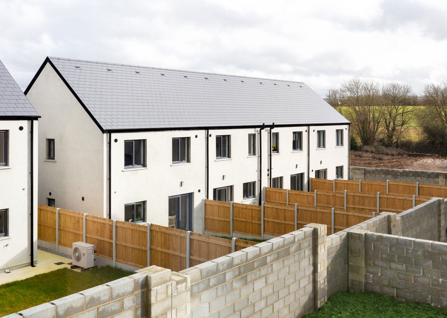Rear gardens and homes at Hazel Brooke